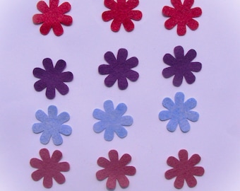 12 Pcs. Die Cut Felt Flowers: 1-3/4"  Wool Blend Applique for Crafts & Embroidery