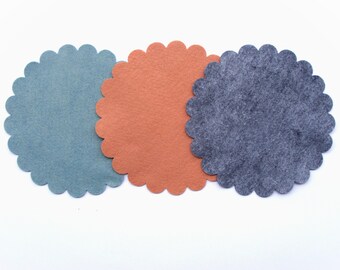 Felt Scallop Edge Mats Precision Die Cut Choose Size and Color 6" or 5.25"