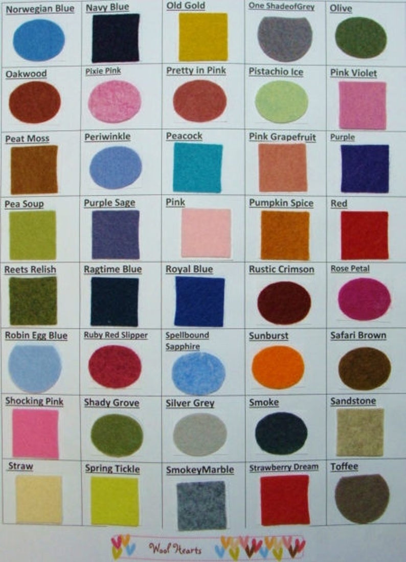 12 x 18 Pick 8 Wool Felt Blend Sheets you choose colors