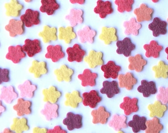 50 Pcs. Tiny Felt Flowers: 1/2 Inch Wool Blend Die Cut Appliqués//felt crafting//cardmaking//scrapbook//U Choose up to 5 different colors