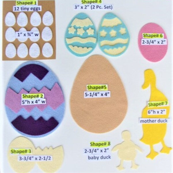 Die Cut Felt Easter Eggs/Ducks  Wool Blend Felt U Choose Design, Color, & Quantity-Wool Applique, Embroidery, Crafts-Board38