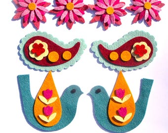 32 Pc. Spring Set Die Cut Precut Wool Felt Blend Appliques