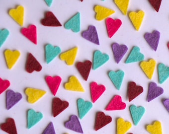 50 Pcs. Tiny Felt Hearts: 3/4 Inch by 1/2 Inch Wool Blend Die Cut Appliqués//felt crafting//cardmaking//scrapbook