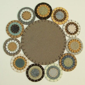 Penny Rug Candle Mat DIY Kit, Die Cut Wool Blend Felt Circles Precut Wool Blend Felt Circles Color Toffee
