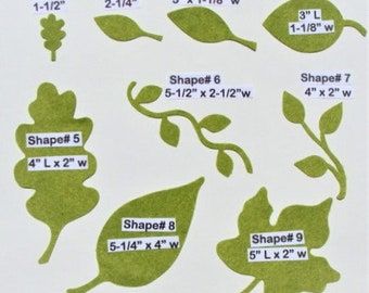 Die Cut Felt Greenery, Leaves You Choose Shape/Color/Quantity Die Cut Wool Blend Felt for Applique, Sewing, Crafts-Board 26