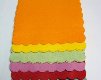 Die Cut Felt Scalloped Mat: Wool Blend Penny Rug, Applique Sewing