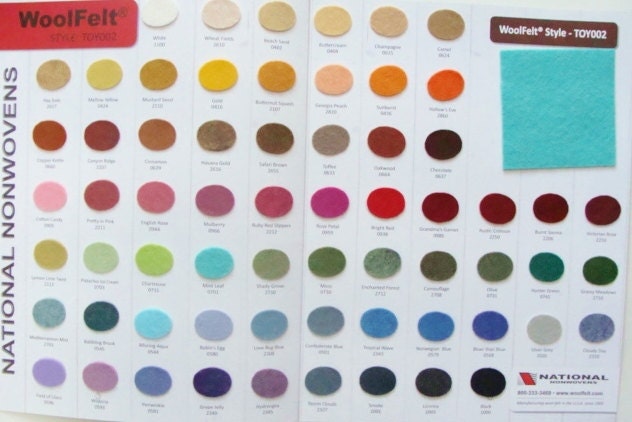 Wool Blend Felt Color Cards by National Nonwovens Wool Felt Blend Fab…