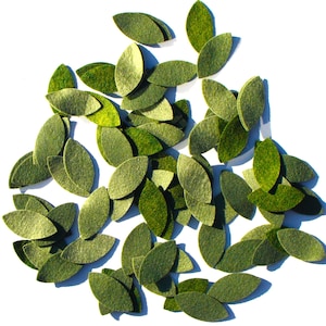 Felt Die Cut Leaves 2-1/8 Inch Long x 1 Inch Wide Wool Felt Blend Applique, Wreaths, Garland, Crafts, Leaf Packs-U Choose Colors
