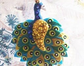 Slendid Peacock PDF Pattern Instant Download- Hand Sewing Holiday Tree Ornament
