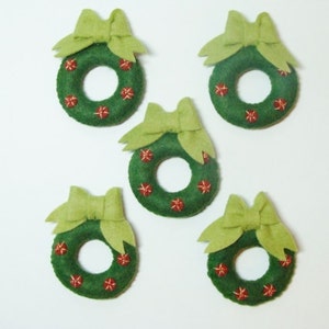 Felt Wreath Ornament DIY Kit- (Makes 5) Wool Blend Felt Stitch & Stuff Die Cut Precut Felts