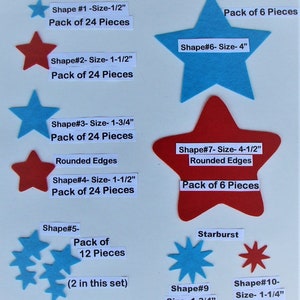 Die Cut Felt Stars Wool Felt Blend U-Choose Shape and up to 6 Colors for sewing, applique, crafting-Board6