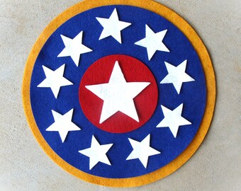 Stars Candle Mat DIY Sewing Project Wool Blend Felt Applique, 10" Round Die Cut Pieces