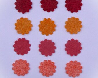 12 Pcs. Die Cut Felt Flowers: 2" Wool Blend Applique for Crafts & Embroidery