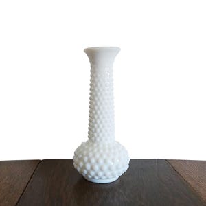 Vintage Vase Milk Glass Bud Hobnail Vase by EO Brody - Home Decor - White Wedding Decor
