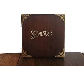 Antieke 1910's Shomescope-spiegel in houten kist met 3 latten om foto's en ansichtkaarten om te zetten in vergrote 3D-afbeeldingen - Collectible - ZELDZAAM