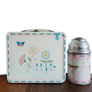 Vintage 1950s Lunch Box Junior Miss Aladdin Lunch Box and Matching Thermos - RARE Vintage 1956 Collectible Aladdin Lunch Box Set
