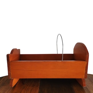 1950s Vintage Handmade Doll Cradle Wood Furniture - Rocking Cradle - Children&#39;s Playtime Doll Furniture