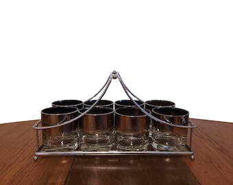 Juego de 8 copas de vino de estilo vintage con degradado plateado de estilo Dorothy Thorpe: cristalería retro