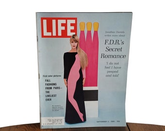 Vintage Life Magazine "FDR's Secret Romance" Plus 1960s Paris Pop Art Fashion and Mid Century Advertising  - September 2 1966