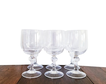 Vintage Wine Glasses Lead Crystal Wine Goblets - Set of 6 Wine Glasses by Cristal D'Arques Paris - Made in France - 11 3/4 Ounce Size