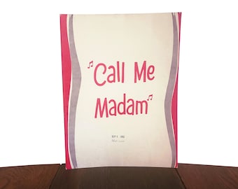 Vintage jaren 1950 Call Me Madam Playbill - Muzikaal souvenirboekje 1952 Show in Portland Oregon Public Auditorium Foto's en artikelen inbegrepen