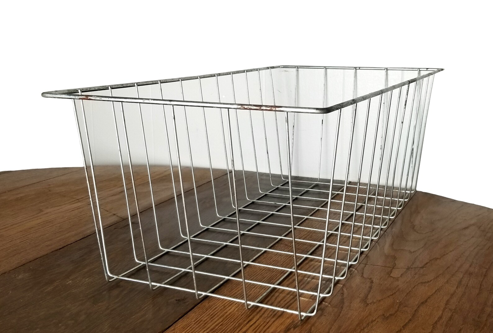 Vintage Industrial Wire Basket Large Rectangular Mid Century Etsy