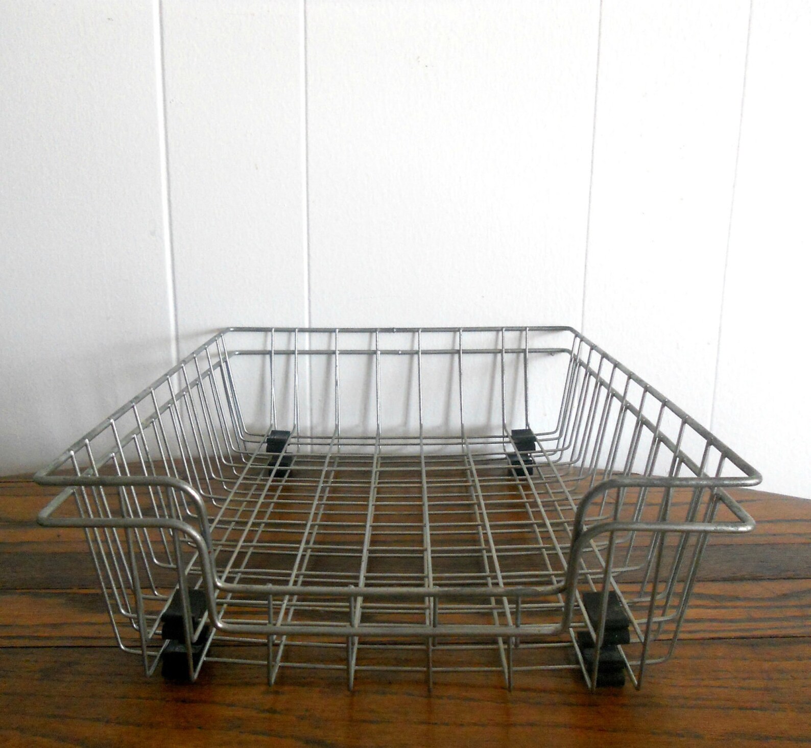 Vintage Industrial Wire Basket Office Supply File Organizer Mid Century