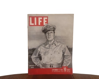 Vintage Life Magazine General Douglas MacArthur "Commander of Japan" World War 2 Era Magazine - September 17, 1945