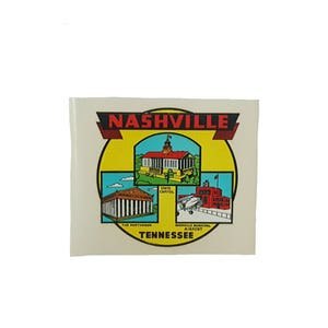 Vintage Decal Travel Souvenir Luggage Decal Nashville Tennessee  - Sightseeing Locations - Crafting or Scrapbooking Art
