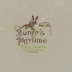 1930s Vintage Decor Children's Royal Winton Decorative Cereal Bowl Bunny's Playtime Nursery Decor or Easter Decor image 5