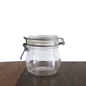 Vintage French Glass Jar with Wire Bail Closure - Arc France Kitchen Canister 1/2 Liter Capacity - Kitchen Decor