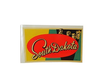 Vintage Decal Travel Souvenir Luggage Decal South Dakota Mid Century Modern Mount Rushmore - Crafting or Scrapbooking Art - Graphic Arts