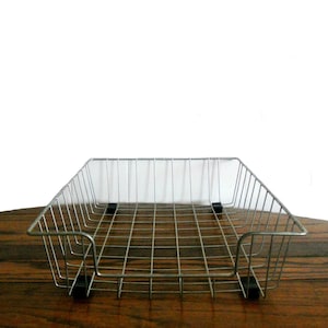 Vintage Industrial Wire Basket - Office Supply - File Organizer - Mid Century - Home or Office Decor