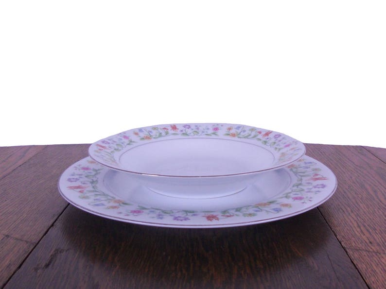 Vintage Dishes Floral Dinnerware Set 1980s Service for Four Eternal Love Pattern Plates, Bowls, Cups & Saucers image 4