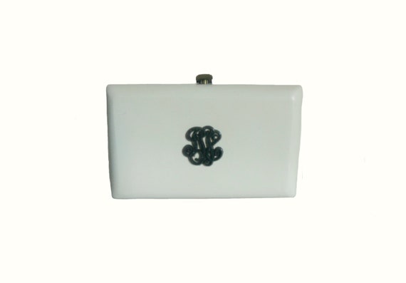 Vintage Purse White Lucite Opaque Plastic Box Clut