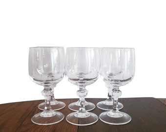 Vintage Wine Glasses Lead Crystal Wine Goblets - Set of 6 Wine Glasses by Cristal D'Arques Paris - Mid Century Kitchen - Made in France