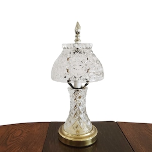 Vintage Lamp Cut Crystal Mid Century Table Lamp with Gold Tone Base - Home Decor or Office Decor 1960s - WORKS