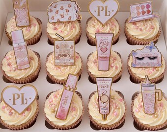 12 Plouise inspried card cupcake toppers with or without sticks