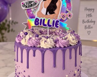 personalised birthday Olivia Rodrigo shaker  Cake Topper -name and age