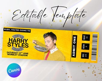Harry Styles concert ticket template: Editable Canva template (Digital Download)