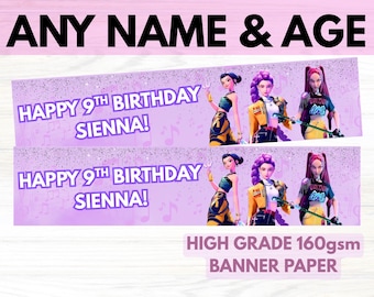 2X Personalised Kpop Demon Hunters Birthday Banner - 21cmx100cm