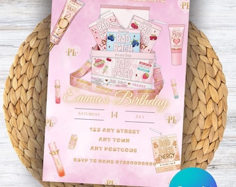 P. Louise Makeup Skincare Birthday Invitation: Editable Canva Party Invite (Digital Download)