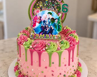 Zombies Personalised 3D Shaker Cake Topper  Birthday Party Decor Name And Age