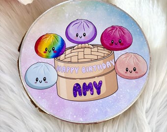 Personalised Birthday Squishy Dumpling Toy inspired cake topper 3D - any name