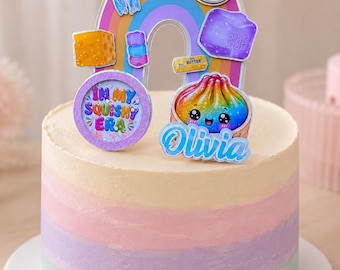 Rainbow shaker cake topper - In my squishy era - birthday cake decoration