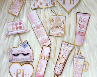 12 Plouise inspried card cupcake toppers with or without sticks