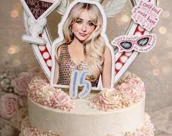 personalised birthday 3D Sabrina Carpenter Cake Topper - name and age