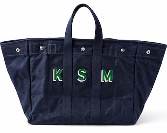 Embroidered Waxed Canvas Tote - INTERNATIONAL SHIPPING OPTION