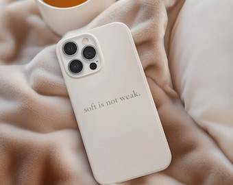 Minimalist iPhone Case, Soft Beige Quote Cover, Neutral Empowerment Phone Protection
