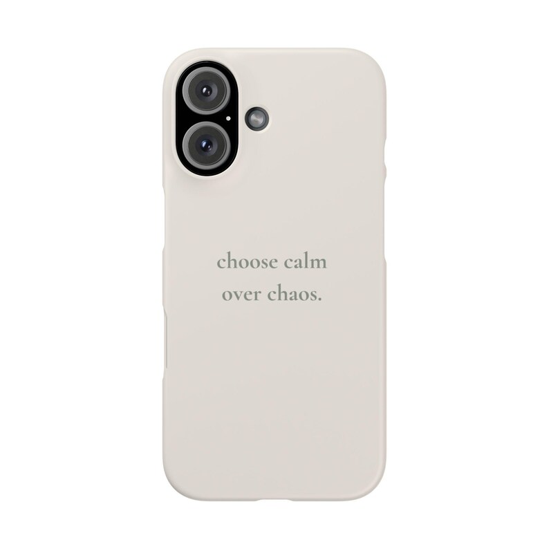 Choose Calm Over Chaos Phone Case, Minimal Beige iPhone Case | Soft Aesthetic Quote Case, Neutral Calm Cover image 4
